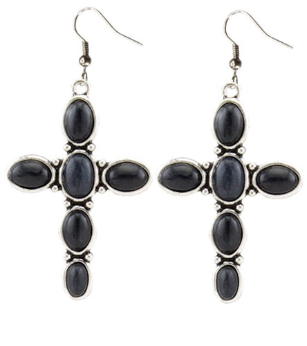 Black cross earrings