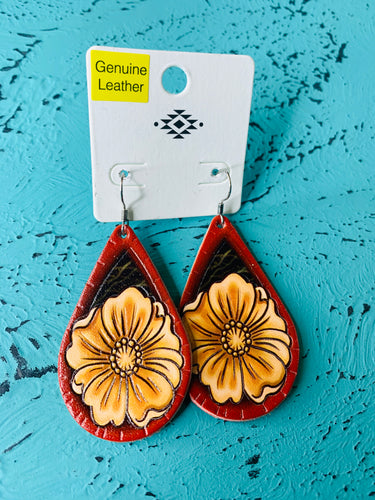 Black flower earrings