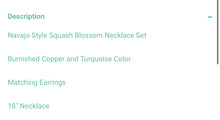 Load image into Gallery viewer, Turquoise and bronze squash necklace set