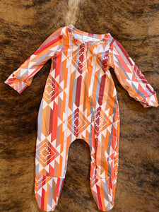 Orange Aztec baby sleeper (sale)