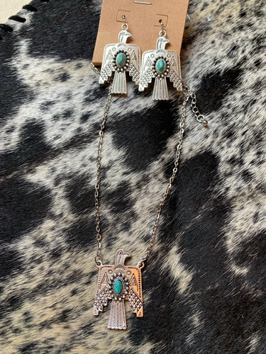 Natural turquoise thunderbird necklace