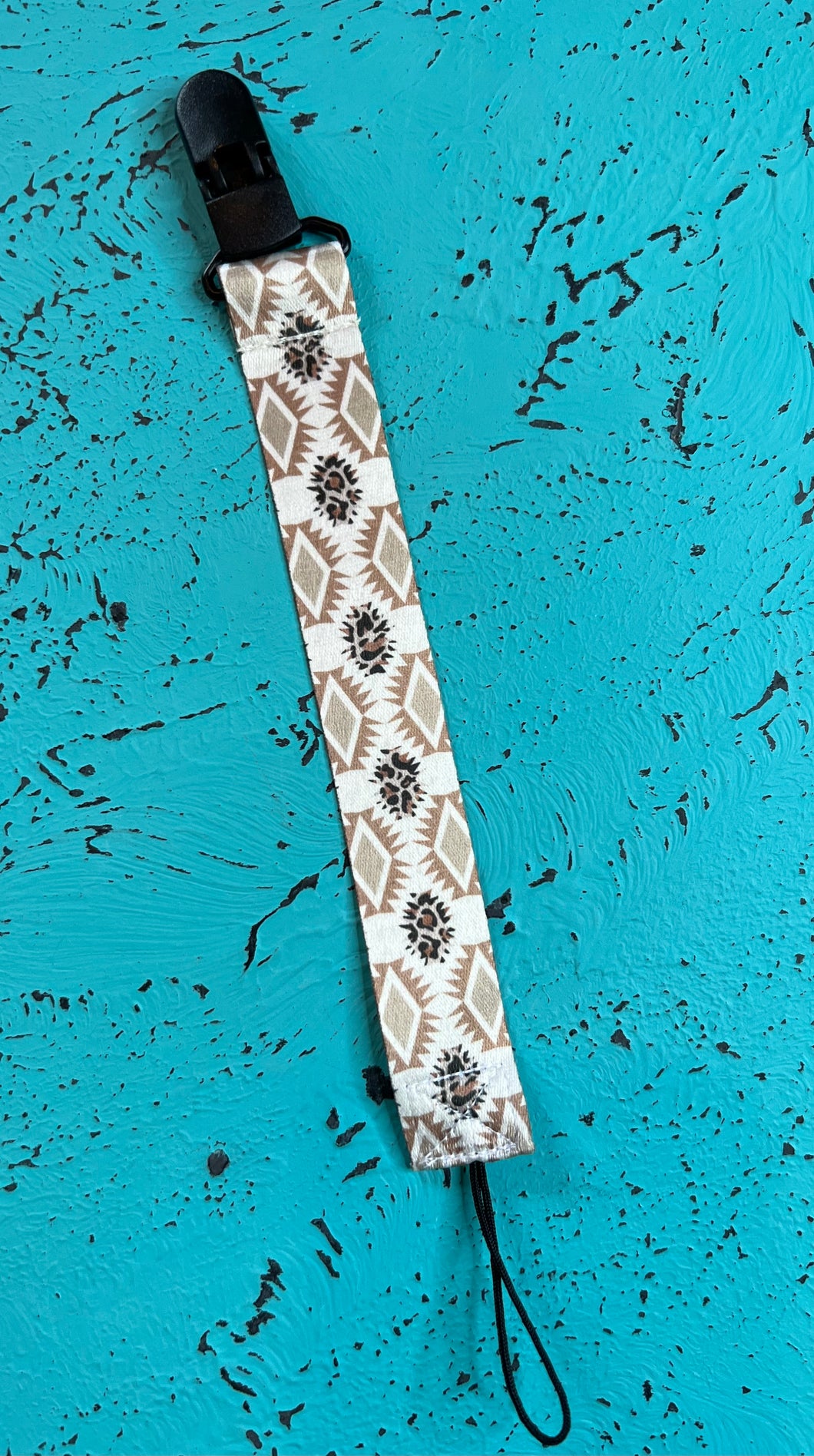 Cheetah Aztec pacifier clip