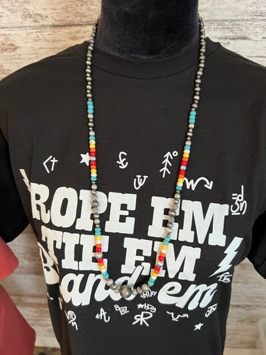 Navajo style rainbow long necklace