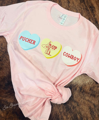 Pucker up cowboy heart (sale) tee
