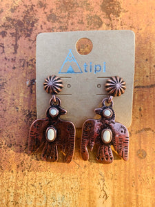 Gold thunderbird earrings