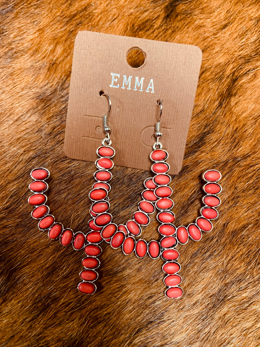 Red cactus earrings