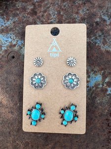 Turquoise cross earring set