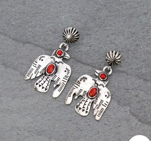 Load image into Gallery viewer, Red and silver thunderbird earrings