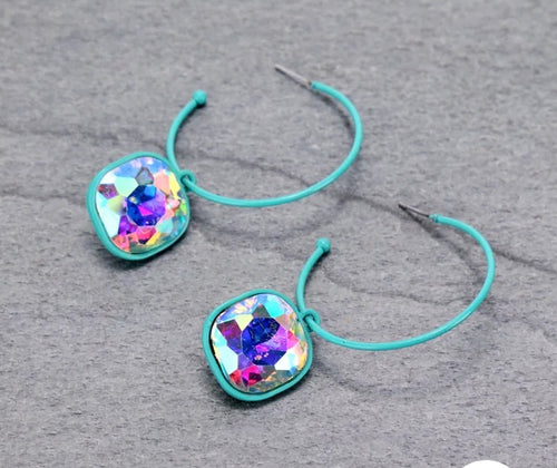 Turquoise bling earrings