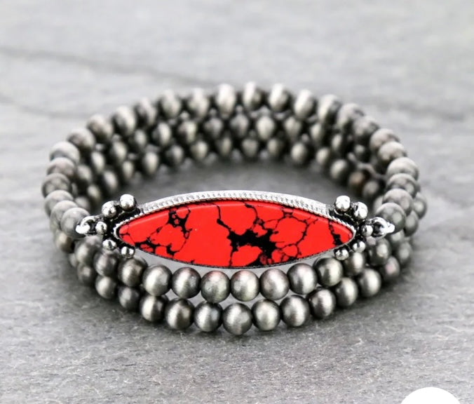Red and silver bracelet