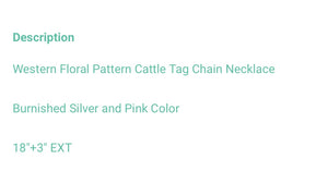 Pink cattle tag necklace