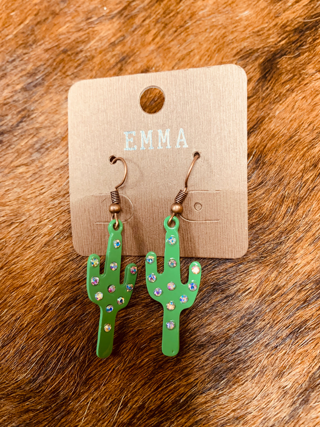 Green cactus earrings