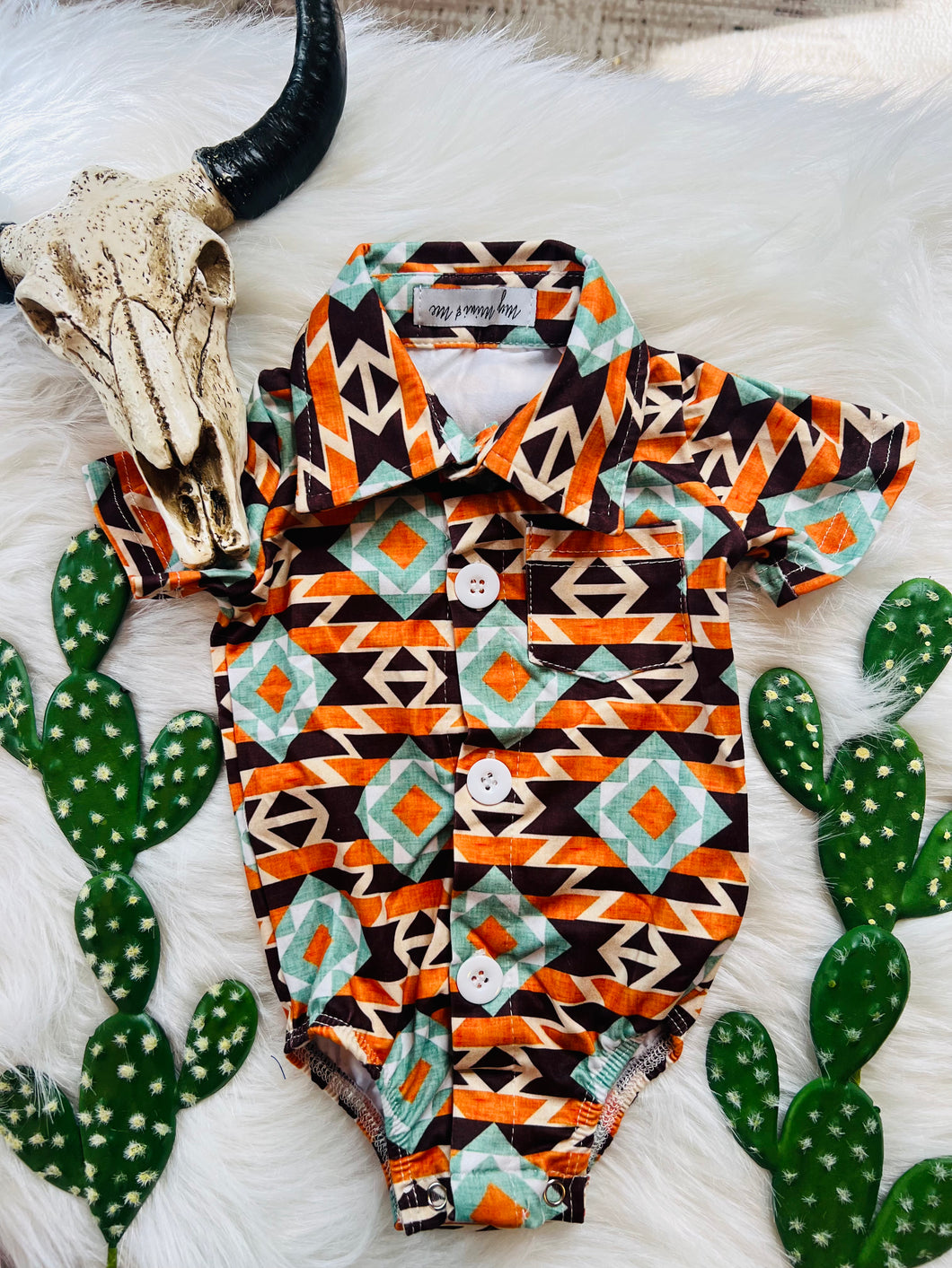 Aztec baby button up