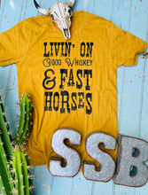 Load image into Gallery viewer, Good whiskey and fast horses tee