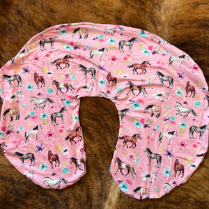 Floral horse baby boppy pillow cover