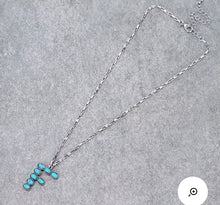 Load image into Gallery viewer, Turquoise F initial necklace