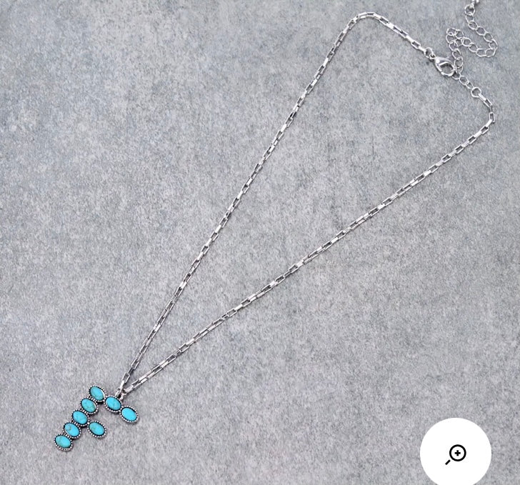 Turquoise F initial necklace