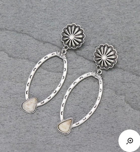 Natural white stone earrings