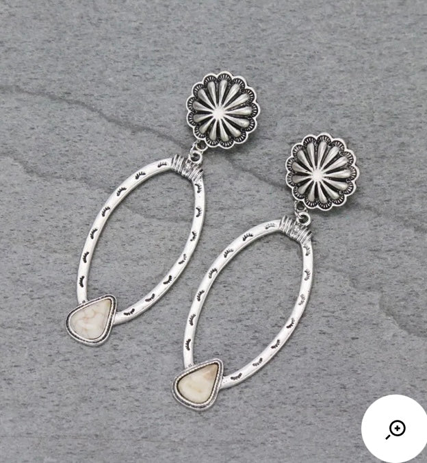 Natural white stone earrings