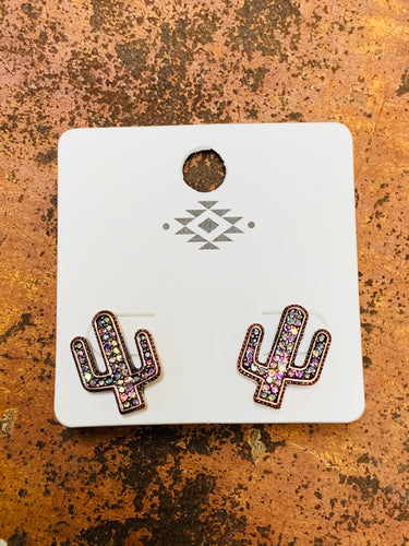 Simple gold cactus earrings