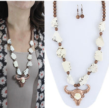 Load image into Gallery viewer, White slab steerhead necklace