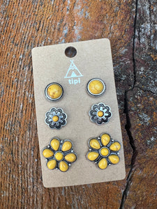 Yellow cluster earring set