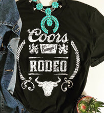 Load image into Gallery viewer, Black coors rodeo tee