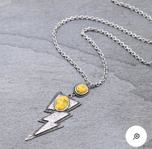 Load image into Gallery viewer, Yellow and silver long bolt necklace