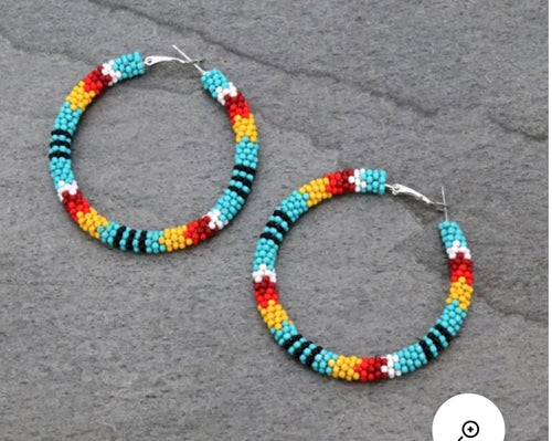 Seed bead hoop earrings
