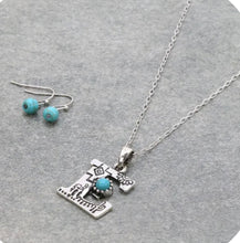 Load image into Gallery viewer, Turquoise and silver E initial necklace
