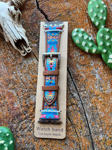 Light blue Aztec Apple Watch band