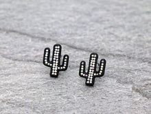 Load image into Gallery viewer, Simple black cactus earrings