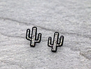 Simple black cactus earrings