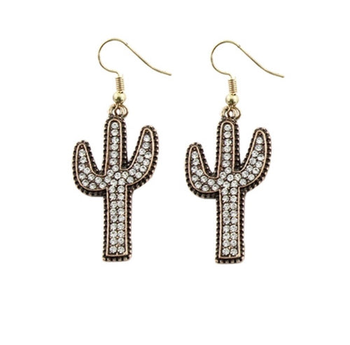 Rhinestone cactus earrings