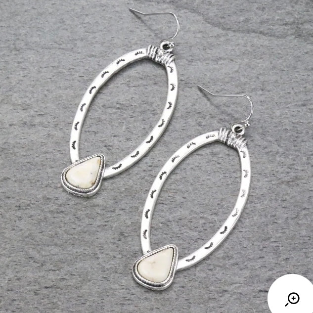 Natural white stone earrings