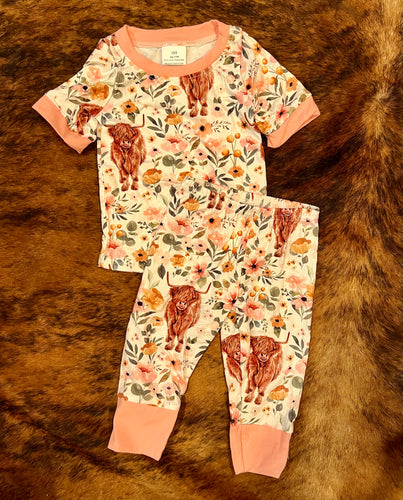 Pink floral highlander pj set