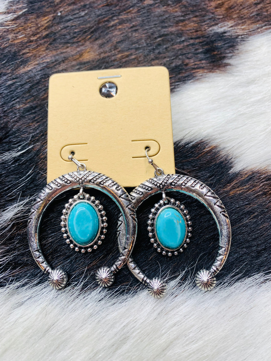 Turquoise and silver squash earrings