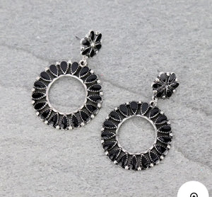 Black cluster earrings