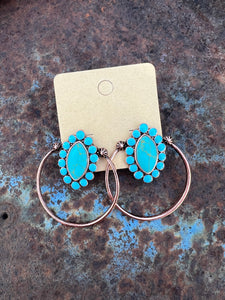 Bronze and turquoise boho earrings