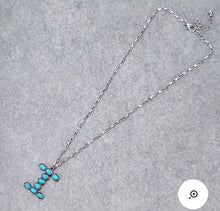 Load image into Gallery viewer, Turquoise I initial necklace