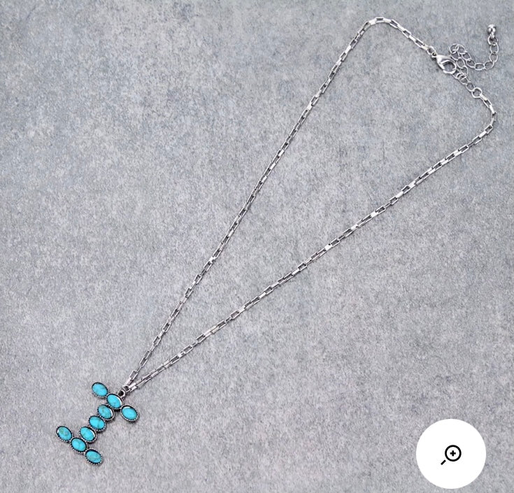 Turquoise I initial necklace