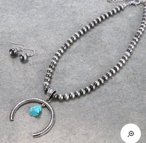 Turquoise and silver simple squash necklace