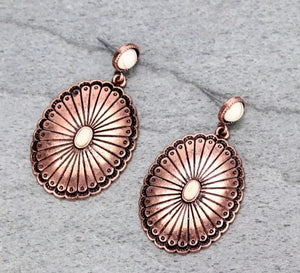 Bronze concho earrings