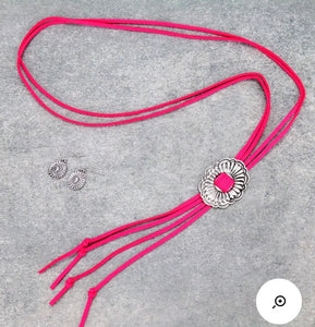 Pink bolo necklace