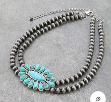 Load image into Gallery viewer, Natural turquoise cluster necklace