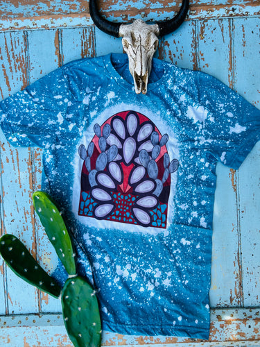 Turquoise bleached squash tee