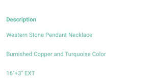 Bronze and turquoise oval pendant necklace