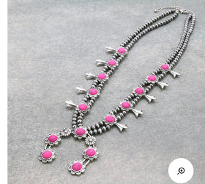 Pink and silver squash necklace