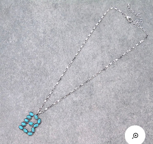 Turquoise B initial necklace