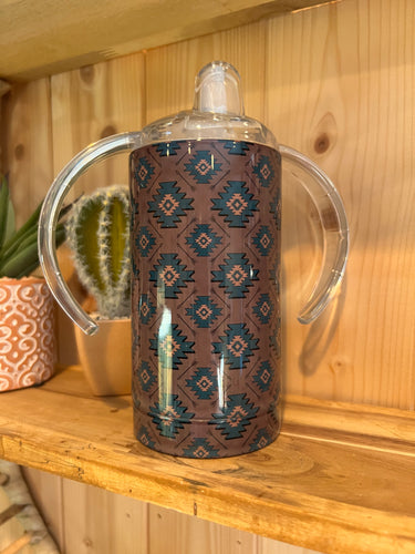 Brown Aztec kids sippy cup